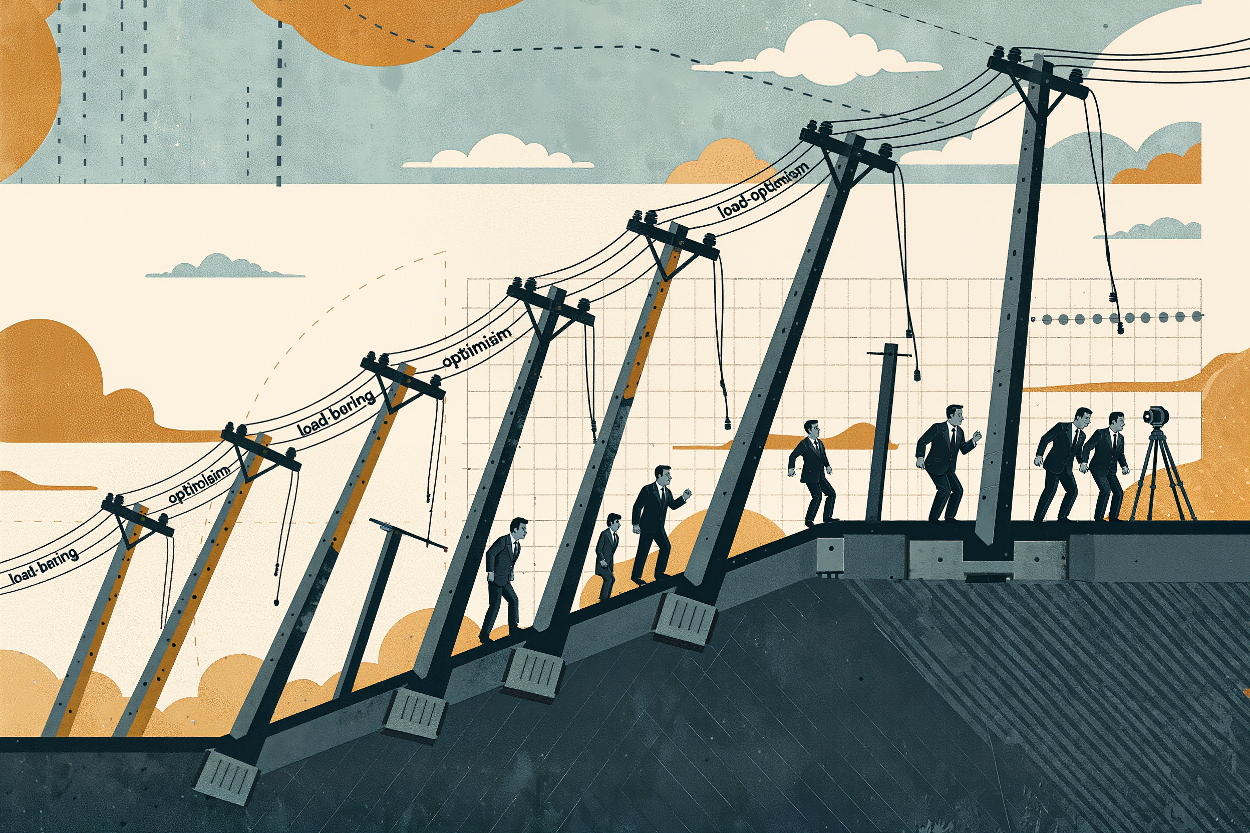 Utility poles leaning at alarming angles